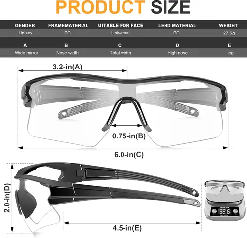 Miniatura 2 de Gafas de seguridad con protección UV para hombres, antiarañazos, conformes a ANSI z87+, gafas protectoras de goma antideslizante con patillas
