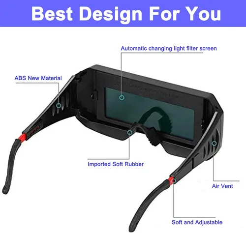 Miniatura 6 de Gafas de soldadura, gafas de soldadura con oscurecimiento automático solar, máscara de soldador de seguridad, casco con sombra ajustable, protección