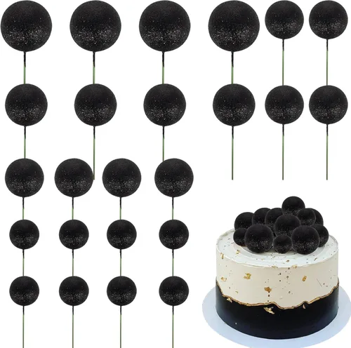 Miniatura 30 de 24 piezas de adornos para pastel con bolas, adornos para cupcakes, bolas de espuma con forma de pastel, púas de pastel con forma de bola, globos