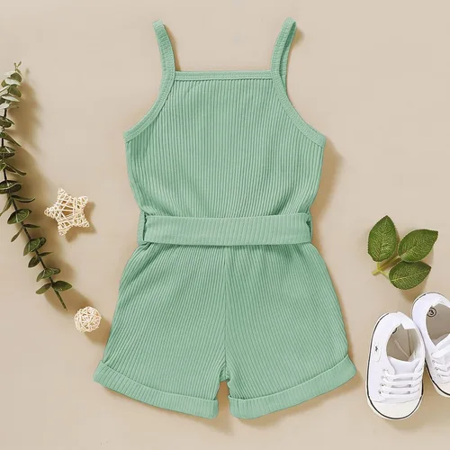 Miniatura 3 de Ropa de niña para bebé, ropa sin mangas, lindo halter mameluco de una sola pieza, conjunto de ropa de verano 1-5T