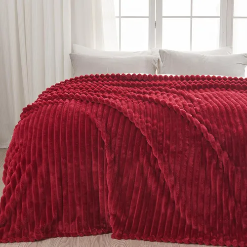 Miniatura 61 de NEWCOSPLAY Manta de Tiro Súper Suave Aqua Franela Sedosa Premium Forro Polar Jacquard Acanalado 3D Ligero Manta de Cama Uso en Todas las Estaciones