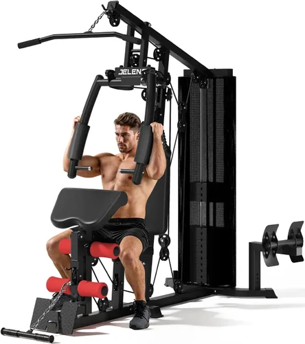 JELENS Gimnasio en casa, equipo multifuncional H11 de gimnasio en casa, estación de entrenamiento con pila de peso de 150 libras, equipo de