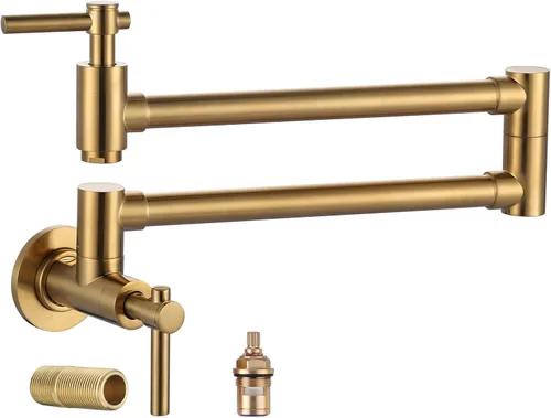 Miniatura 11 de Grifo de llenado de ollas para montaje en pared, grifo de cocina plegable con brazo oscilante de doble junta, grifo de latón elástico de un solo