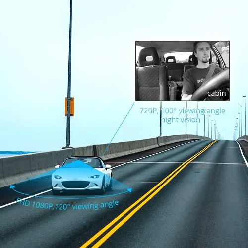 Miniatura 4 de Video en vivo y monitor remoto de 24 horas, Jimi JC400P 4G y WiFi Dual Dash Cam frontal e interior para automóviles Cámara de coche 1080P Grabadora