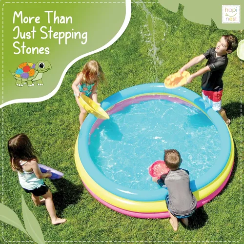 Miniatura 5 de Hapinest Turtle Steps Balance Stepping Stones Juego de coordinación de carrera de obstáculos para niños y familia, equipo de juego sensorial
