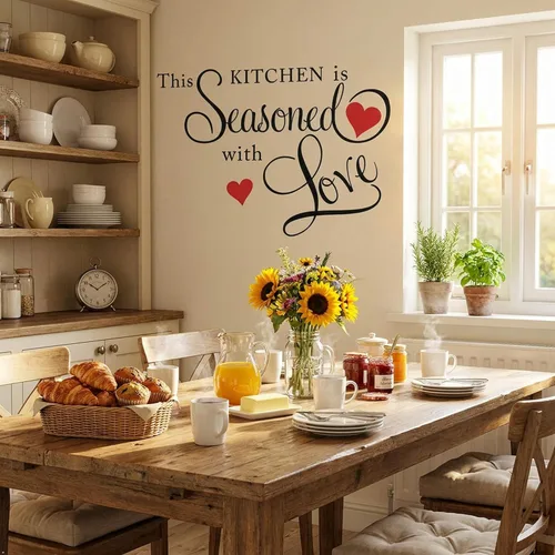 Miniatura 8 de Calcomanía de pared con cita This Kitchen is SEASONED WITH LOVE