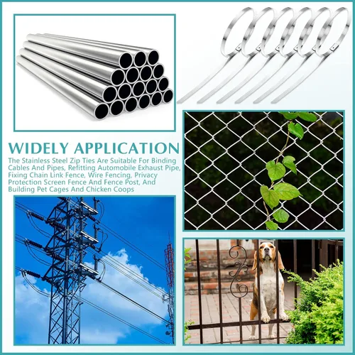 Miniatura 7 de LEIFIDE 500 Piezas de Bridas de Metal 304 de Acero Inoxidable con Cierre Automático de Alta Resistencia de 220 Libras de Fuerza de Tracción, Cables