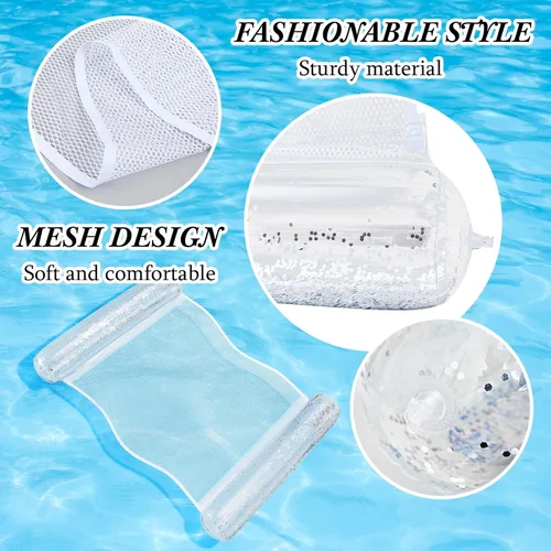 Miniatura 3 de Sratte Flotador de piscina con purpurina, hamaca de agua para piscina, tumbonas inflables para piscina, flotadores de agua multiusos para adultos