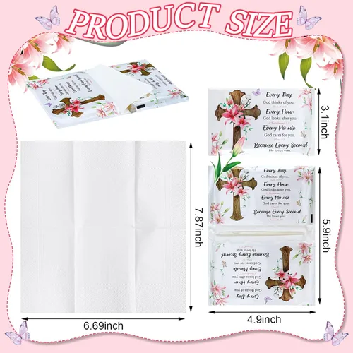 Miniatura 2 de PerKoop Paquete de 100 pañuelos faciales desechables de tamaño de viaje, 3 capas, para Pascua, primavera, viajes, boda, invitados, escuela, cartera