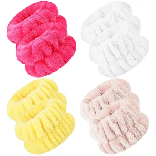 Miniatura 16 de Chuangdi 4 pares de muñequeras para el lavado de la cara, muñequeras spa de microfibra, muñequeras absorbentes para mujeres, muñequeras para evitar