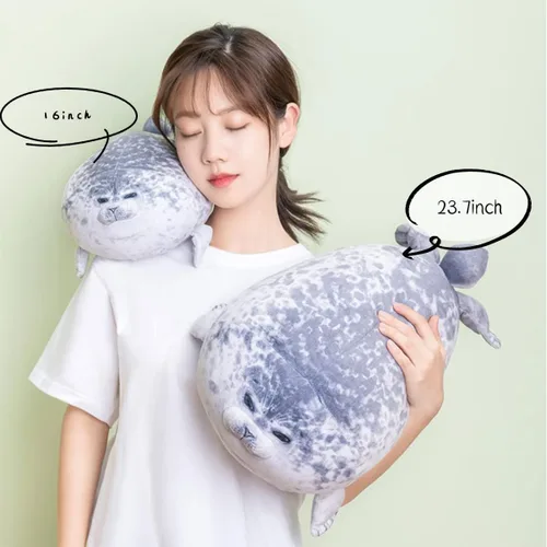 Miniatura 3 de YESGIRL Almohada de foca de peluche de 16 pulgadas, linda y suave: juguete de animal de peluche para niños, almohada para abrazar de foca gordita