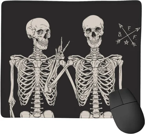 Human Skeletons - Alfombrilla de mouse cuadrada con diseño de esqueleto humano gótico, impermeable, base de goma antideslizante, bordes cosidos