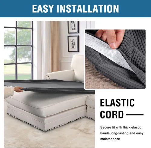 Miniatura 5 de H.VERSAILTEX Funda Individual Super Elástica para Chaise Longue Fundas para Sofá Seccional para Sofá en Forma de L Tanto Izquierdo/Derecho con Tela