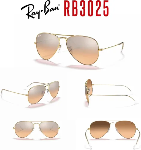 Miniatura 87 de Ray-Ban RB3025 - Lentes de sol de aviador de metal para hombre y mujer + paquete con kit de cuidado de gafas iWear de diseñador