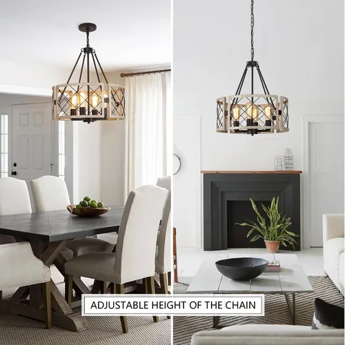 Miniatura 8 de SANTOSTOCK Candelabro Moderno de Granja, Lámpara de Araña Rústica de 4 Luces para Comedor, Accesorio de Iluminación para Isla de Cocina, Luz