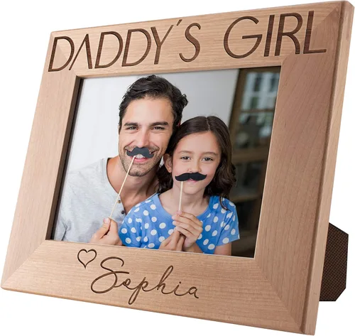 Miniatura 5 de Regalo para papá de hija – Daddys Girl – Marco de fotos personalizado 4 x 6 Marcos grabados personalizados con nombre, texto, regalo para papá