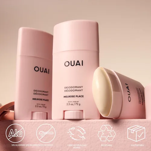 Miniatura 4 de OUAI Desodorante sin aluminio - Desodorante para mujeres con control de olor de 24 horas y aplicación invisible - Enriquecido con notas de rosa