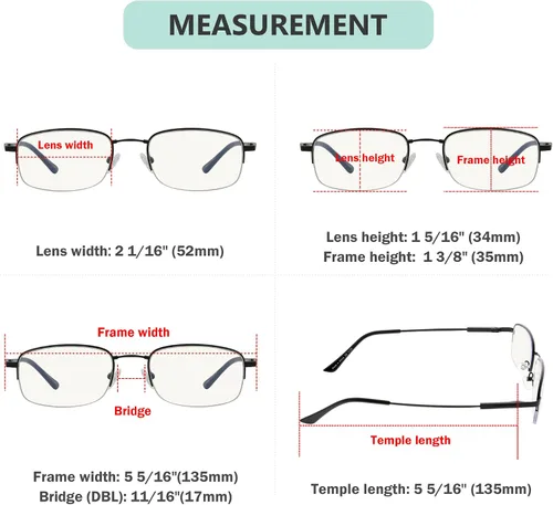 Miniatura 5 de Eyekepper Lentes de lectura progresivos con protección UV de medio borde, 3 niveles, multienfoque, para hombres y mujeres, marco de memoria flexible