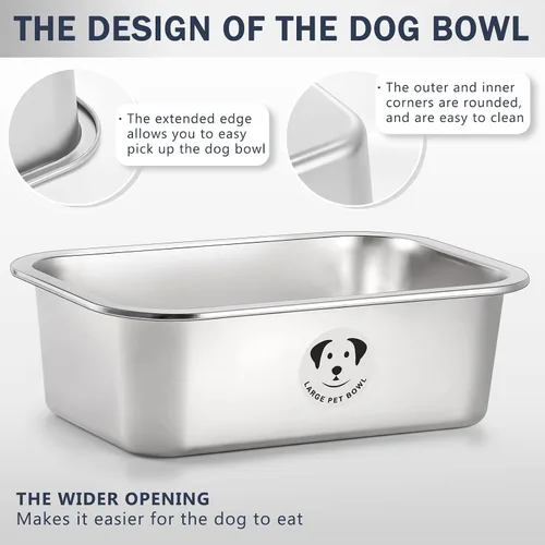 Miniatura 6 de Cuencos de Acero Inoxidable para Perros Grandes, Cuencos de Alimento de Perro de Metal de Alta Capacidad, Cuenco de Comida y Agua para Perros Acero
