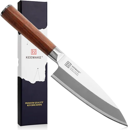 Miniatura 9 de KEEMAKE Cuchillo de sushi japonés – Cuchillo Sashimi japonés VG10 de acero inoxidable hoja biselada simple, mango de palisandro perfecto Yanagiba