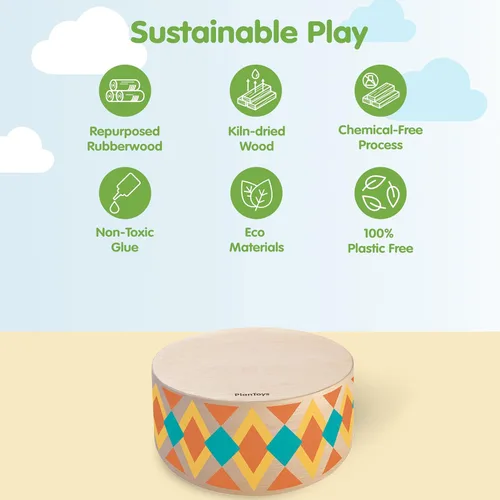 Miniatura 3 de PlanToys® Caja de Ritmo de Tambor de Madera Juguete Musical para Niños Instrumento Musical Montessori para Niños Pequeños y Niños Juguete