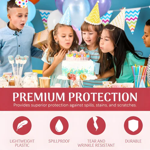 Miniatura 4 de Grandipity - Rollo de mantel de plástico - 54 pulgadas x 100 pies. Manteles de plástico color aguamarina para fiestas, desechables con caja de corte