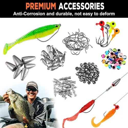 Miniatura 5 de PLUSINNO 253/387pcs Fishing Gear Accessories Kit, Fishing Tackle Box with Tackle Included, Fishing Hooks, Fishing Weights Sinkers, Spinner Blade