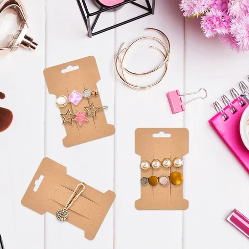 Miniatura 5 de 300 tarjetas de exhibición de pinzas para el cabello, pasadores para el cabello, soporte de exhibición de joyas, cartón de papel rectangular
