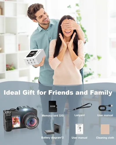 Miniatura 9 de Cámaras digitales 5K para fotografía: Actualización 2026 80MP 3.5 "+2" Pantalla dual para autoencuadre 18X Zoom Cámara de vlogging de enfoque