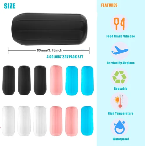 Miniatura 2 de Fundas elásticas de silicona reutilizables para prueba de fugas para contenedores de viaje en equipaje, cocina reutilizable, artículos de tocador
