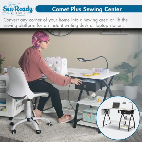 Miniatura 5 de Sew Ready Comet Plus - Mesa de costura artesanal, 56.75 x 23.5 pulgadas, tamaño total de plataforma con rejilla de corte de tela precisa y cajón