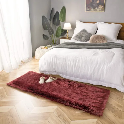 Miniatura 159 de Ashler Home Deco - Tapete de pelo sintético de oveja, mullido, suave, de 2 x 3 pies, lavable a máquina, dormitorio, habitación de los niños, sala