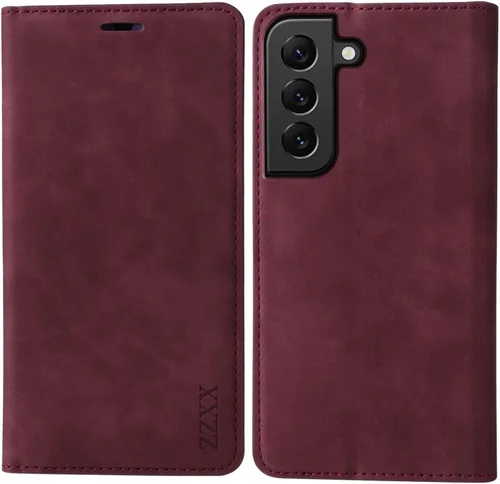 Miniatura 9 de ZZXX Funda tipo cartera para Samsung Galaxy S22 Ultra con bloqueo RFID, ranura para tarjetas, función atril, magnética, de piel suave, para Samsung