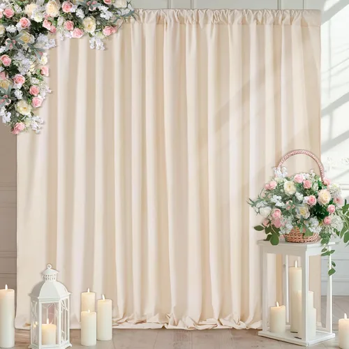 Miniatura 52 de Cortinas de Telón de Fondo Blanco de 2 Paneles 5 x 1,5 m de Poliéster, Telón de Fondo para Fotografía, Cortinas para Decoración de Fondo de Boda