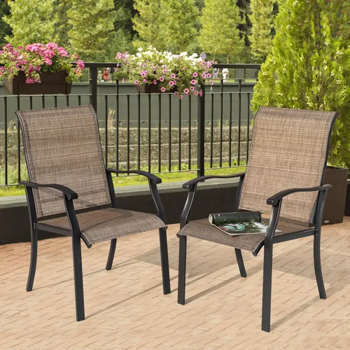 Miniatura 17 de NUU GARDEN Juego de 2 sillas de comedor para patio, sillas de comedor al aire libre con marco recubierto de polvo, sillas de comedor de metal