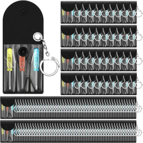 Miniatura 13 de Jutom Juego de 100 mini destornilladores y llaveros a granel, incluye 3 mini destornilladores en una bolsa portátil con broche a presión con gancho