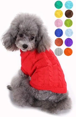 Miniatura 33 de Suéter para perro, cálido y suave, mediano (pecho 16-18 pulgadas), rosa, cuello alto clásico, lavable a máquina, invierno, unisex, sólido
