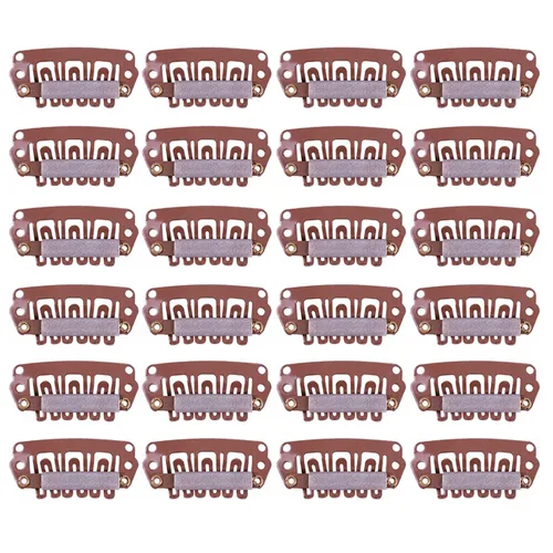 Miniatura 10 de YANTAISIYU 24 unids/lote 1.260 in 9-dientes Metal peluca clips con tapón de goma, peluca invisible accesorios clips (negro)