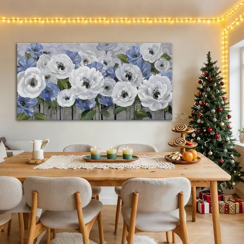 Miniatura 17 de Mofutinpo Arte de Pared en Lienzo Azul Decoración de Pared Abstracta Moderna para Sala de Estar Cuadros Contemporáneos para Decoración de Pared