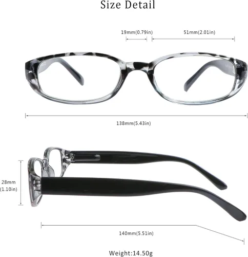Miniatura 6 de 4 pares de lentes para lectura con bloqueo de luz azul para mujeres y hombres negro (4key001_black)