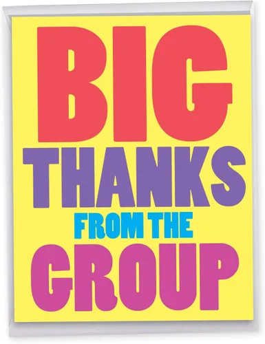 NobleWorks - Tarjeta de felicitación de agradecimiento humorística jumbo (grupo) de 8.5 x 11 pulgadas con sobre (paquete de 1) grande, jumbo del