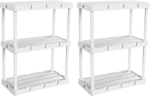 Miniatura 18 de Gracious Living Knect-A-Shelf - Paquete de 3 estantes de almacenamiento ligeros, organizador ventilado de 3 estantes para el hogar, garaje, sótano