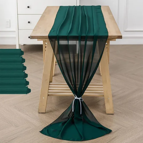 Miniatura 36 de Paquete de 2 caminos de mesa de gasa de 10 pies de 29 x 120 pulgadas, camino de mesa romántico transparente para boda, fiesta de cumpleaños