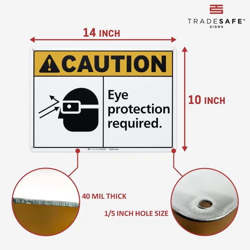 Miniatura 3 de TRADESAFE Letrero de protección ocular requerida de PPE – Letrero de pared, letrero de seguridad de aluminio de instalación rápida, reflector
