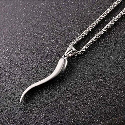 Miniatura 3 de Greendou Collar con colgante de talismán afortunado de acero inoxidable con dije de cuerno italiano de acero inoxidable