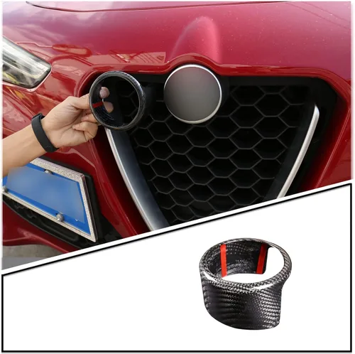 Miniatura 8 de Cubierta de fibra de carbono real para parrilla delantera de automóvil, soporte envolvente para Alfa Romeo Giulia Stelvio 2017-2020 accesorios de 3