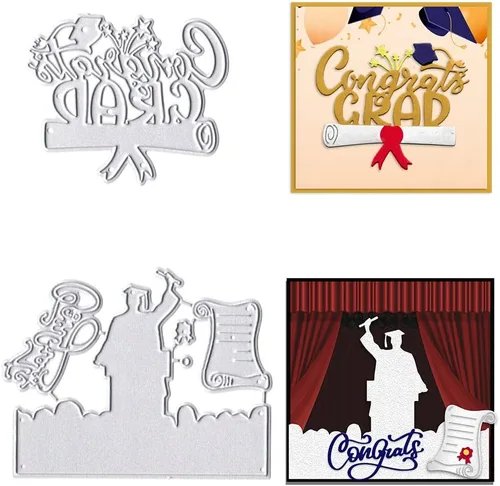 Hying 2 troqueles de graduación para hacer tarjetas, felicitaciones, palabras graduadas, troqueles de corte para álbumes de recortes, papel,