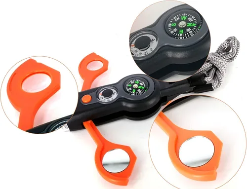 Miniatura 4 de Silbato de emergencia con cordón de seguridad, silbato de campamento, senderismo, señal de rescate Negro naranja