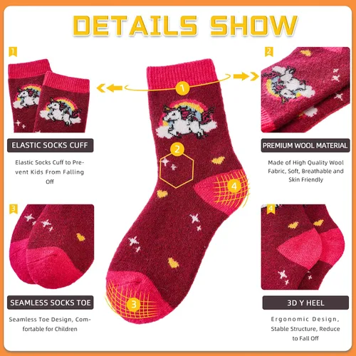 Miniatura 46 de Eocom 6 pares de calcetines de invierno cálidos de lana para niños y niñas