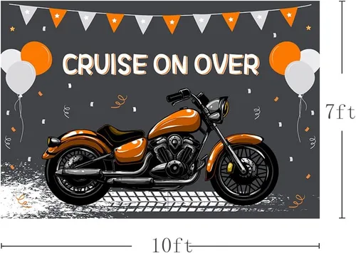 Miniatura 3 de MEHOFOND Telón de fondo para fiesta de cumpleaños de niño de motocicleta para niño con feliz primer cumpleaños, crucero sobre paseo, fotografía